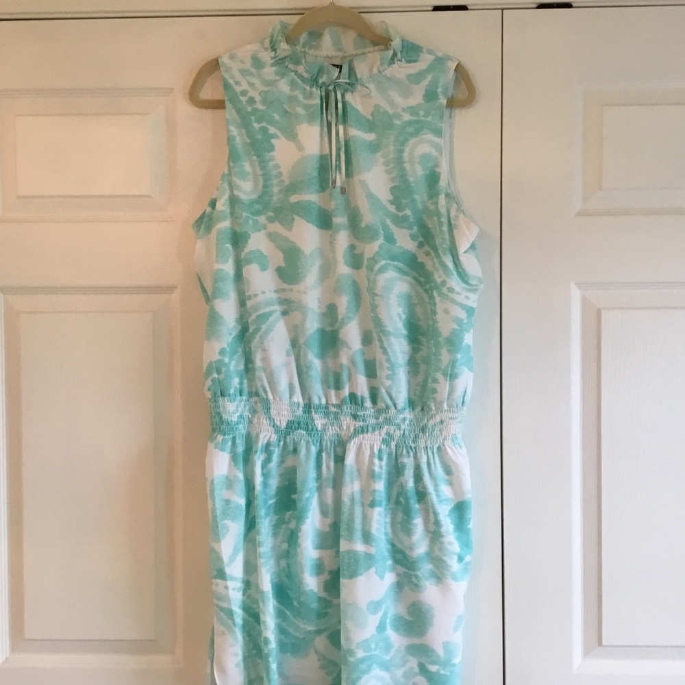 Lauren Ralph Lauren Aqua and White Dress